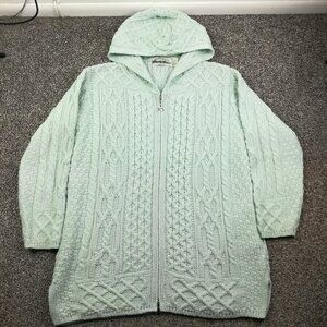 Aran Crafts Sweater Wool Cable Knit Cardigan Fisherman Full Zip Womens Medium